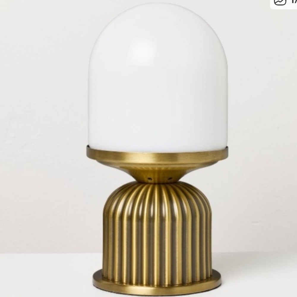 Hearth And Hand Brass Fluted With Frosted Glass Globe Accent Table Lamp - Picture 2 of 5